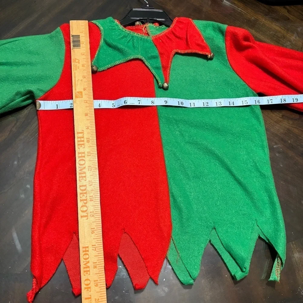 Unbranded Kids Red Green Elf Costume - top, elastic pants, hat w/bells and shoes